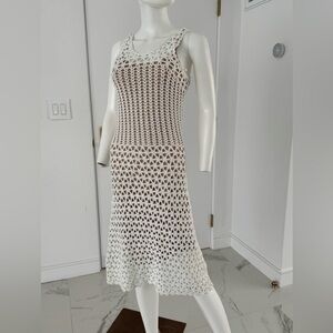 Michael Kors White Crochet Dress Size XXS NWT Removable Liner
